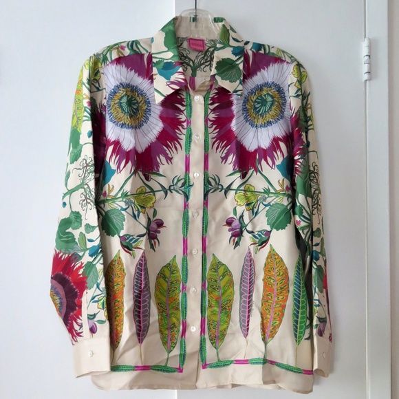 Franco Ferrari Silk Scarf Blouse - Floral Pattern - Picture 2 of 11